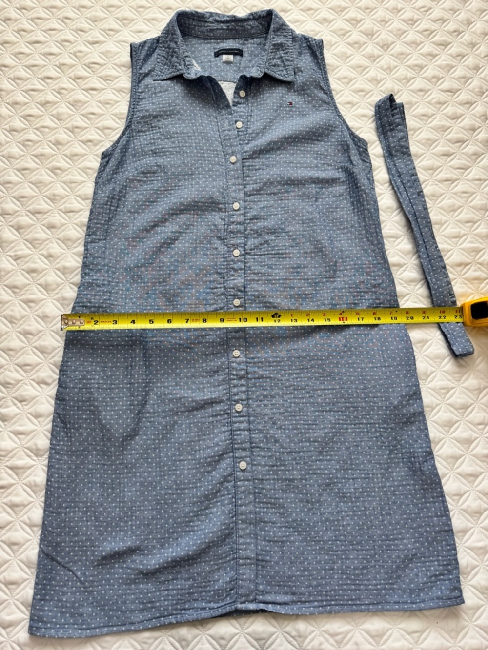 NWOT Tommy Hilfiger Blue Sleeveless Button-Front Polka Dot Shirt Dress Size 8 - Picture 8 of 16